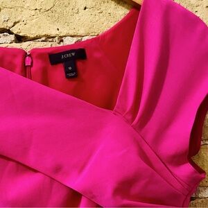 JCrew Fuchsia Asymmetrical Neck Lined Shift Dress- Falls Above the Knee. Size 10